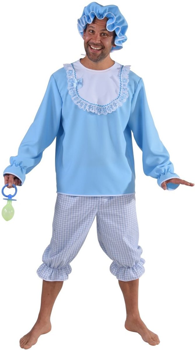 Grote Baby Kostuum | Blauwe Ik Word Nooit Volwassen Baby | Man | XXL | Carnaval kostuum | Verkleedkleding